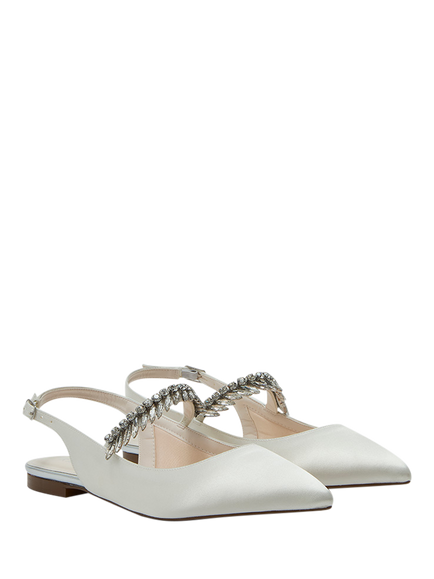 Rainbow Club Freya Flat Sparkly Wedding Slingbacks, Ivory - view 2, Ivory