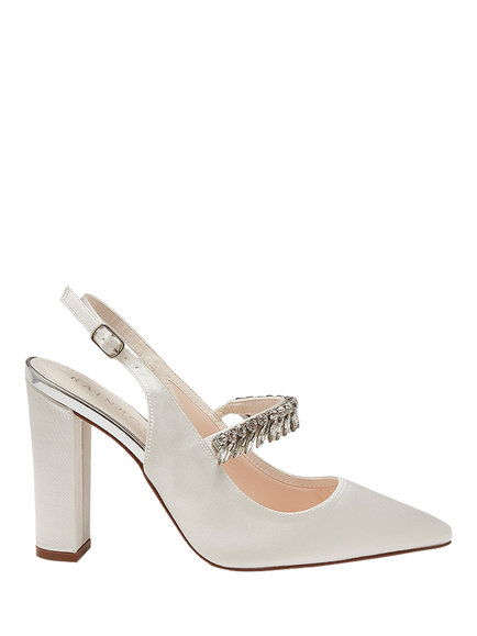 Rainbow Club Freya Wide Fit Sparkly Slingbacks, Ivory, Ivory