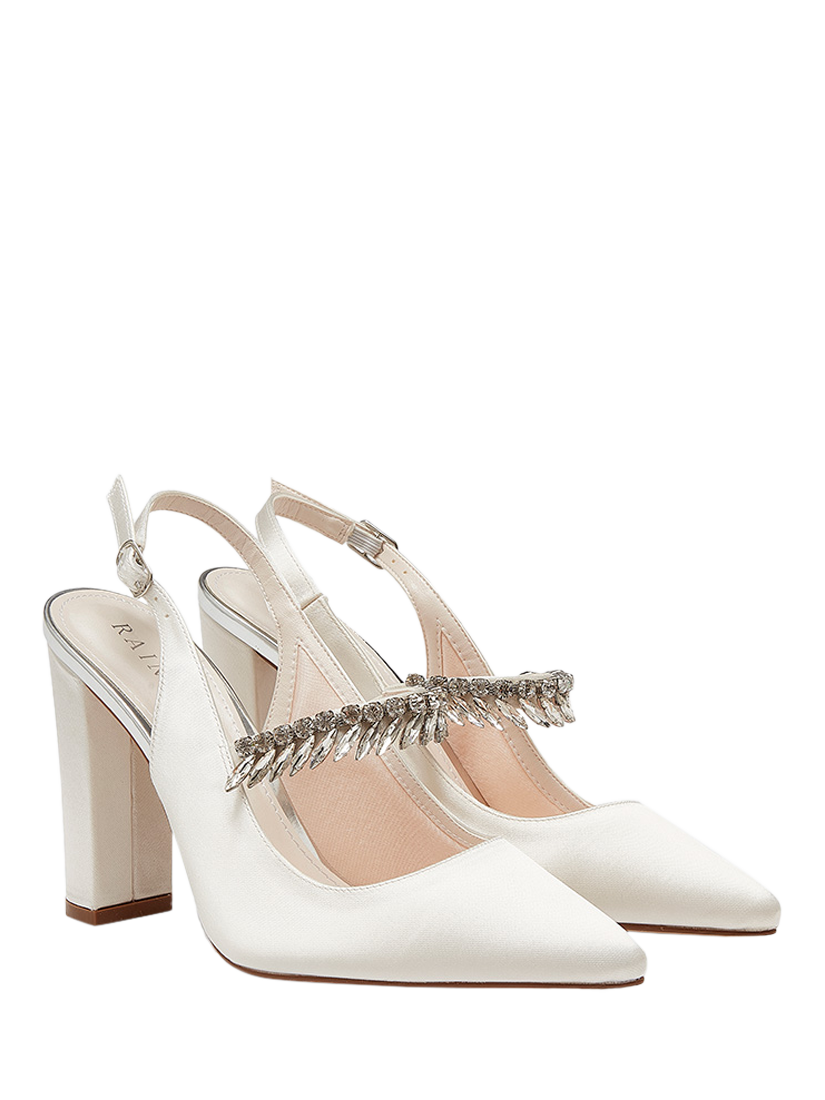 Product image 2 of 4, which shows Rainbow Club Freya Wide Fit Sparkly Slingbacks, Ivory, 3S