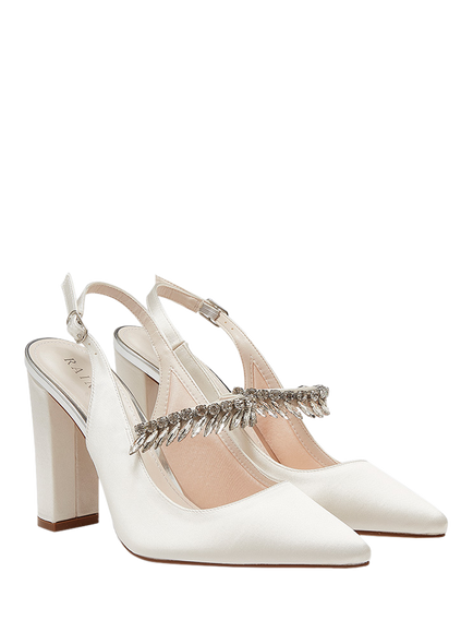 Rainbow Club Freya Wide Fit Sparkly Slingbacks, Ivory - view 2, Ivory