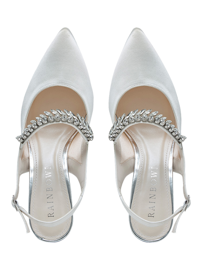 Product image 4 of 4, which shows Rainbow Club Freya Wide Fit Sparkly Slingbacks, Ivory, 3S