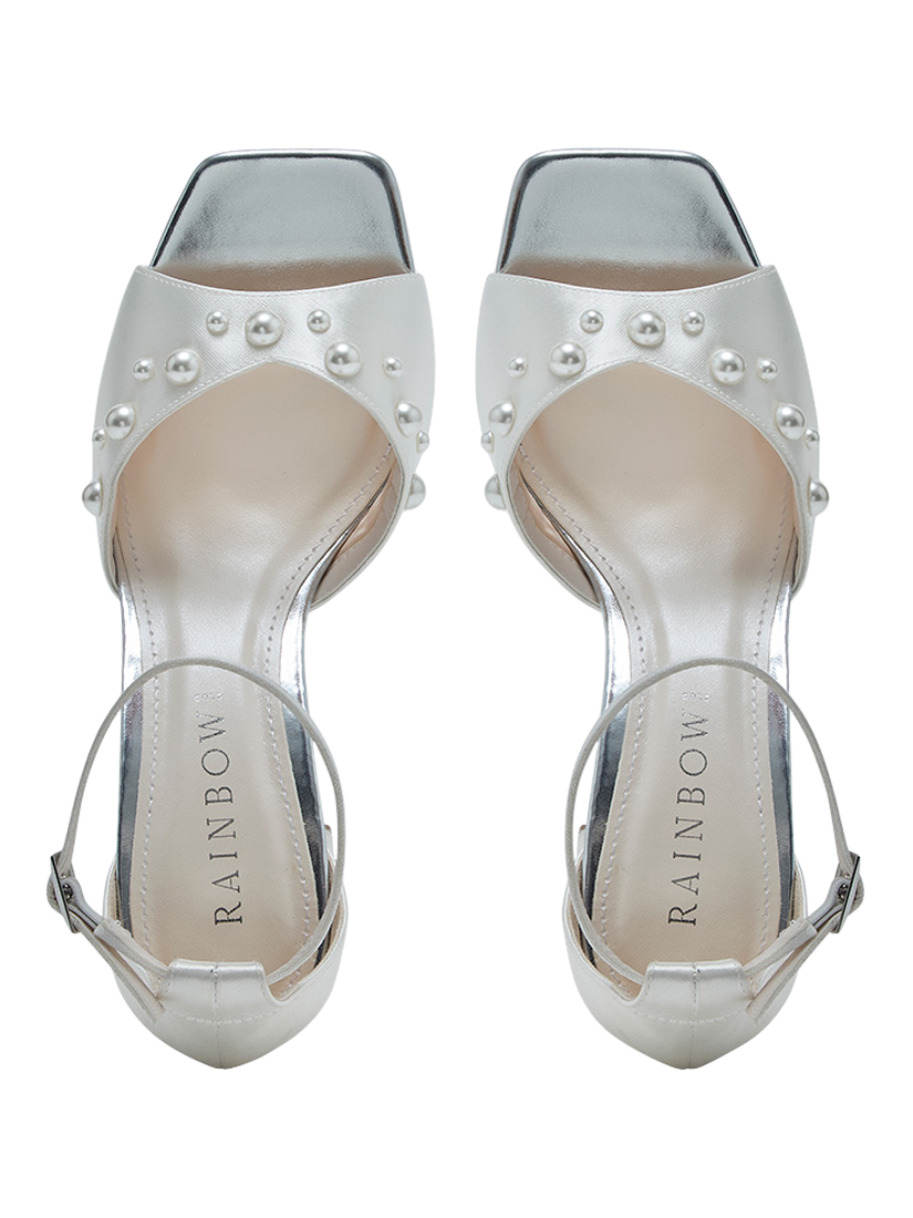 Product image 4 of 4, which shows Rainbow Club Maya Mid Pearl Detail Bridal Sandals, Ivory, 3S