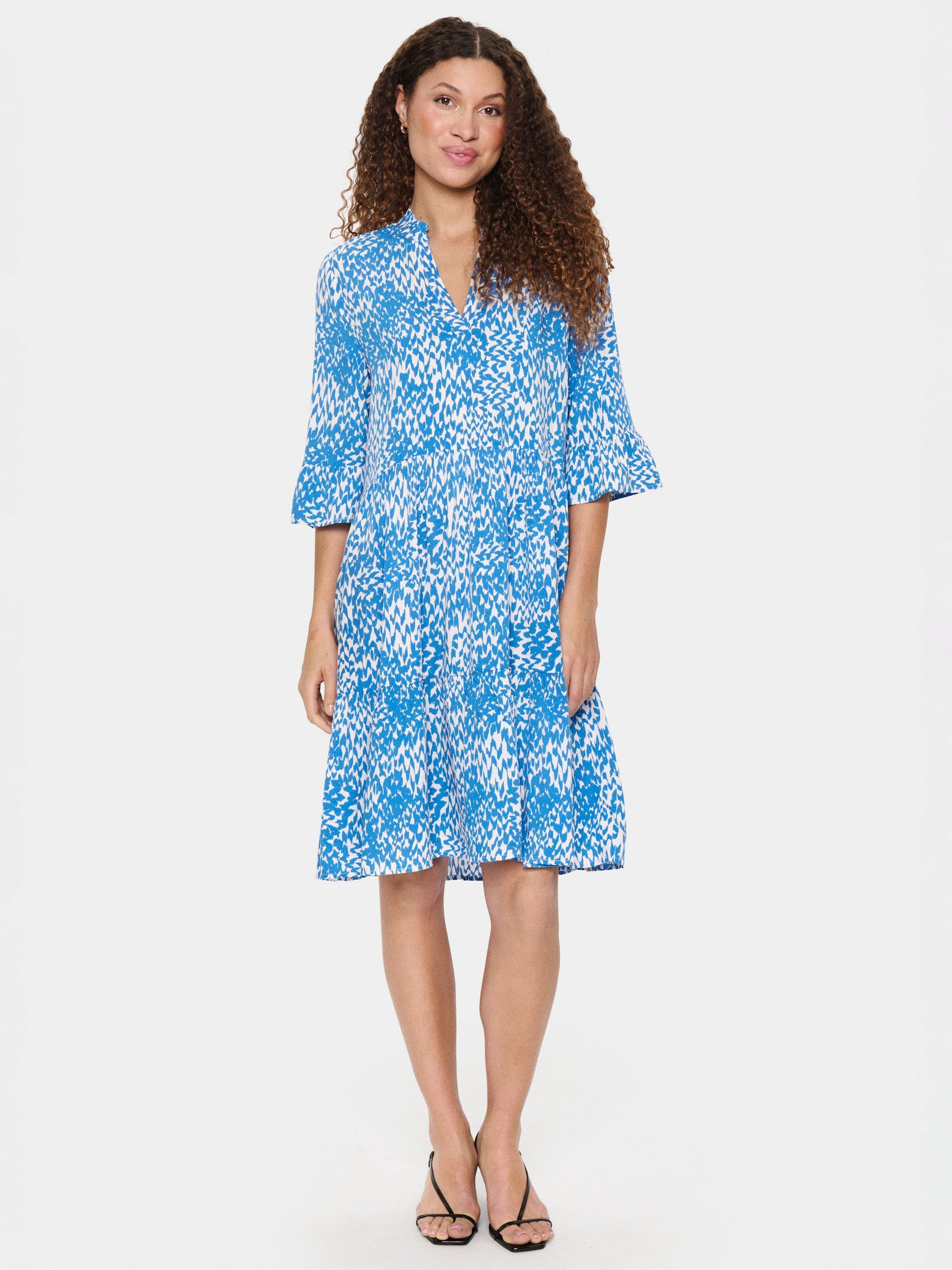 Product image 1 of 6, which shows Saint Tropez Eda Tiered Midi Dress, Blue/Multi, XS