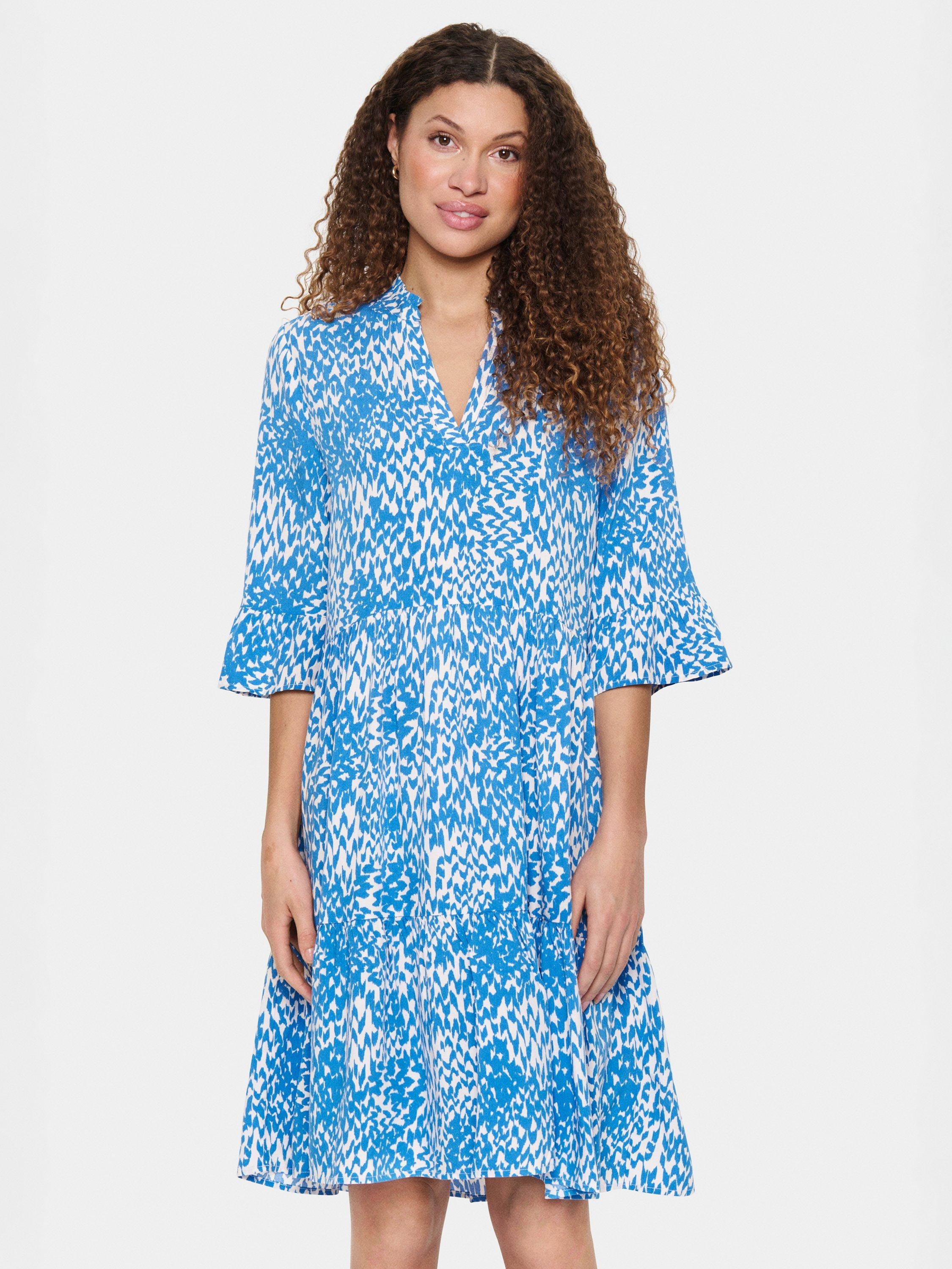 Product image 3 of 6, which shows Saint Tropez Eda Tiered Midi Dress, Blue/Multi, XS