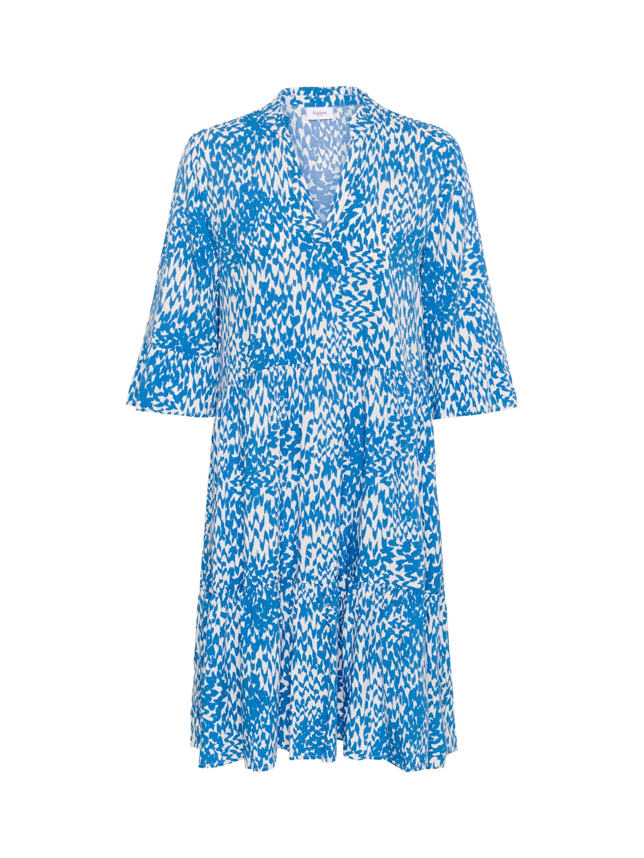 Product image 5 of 6, which shows Saint Tropez Eda Tiered Midi Dress, Blue/Multi, XS