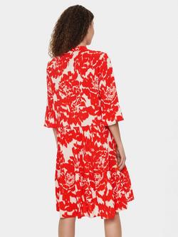 Saint Tropez Eda Abstract Tiered Knee Length Dress - view 2, Red/Multi