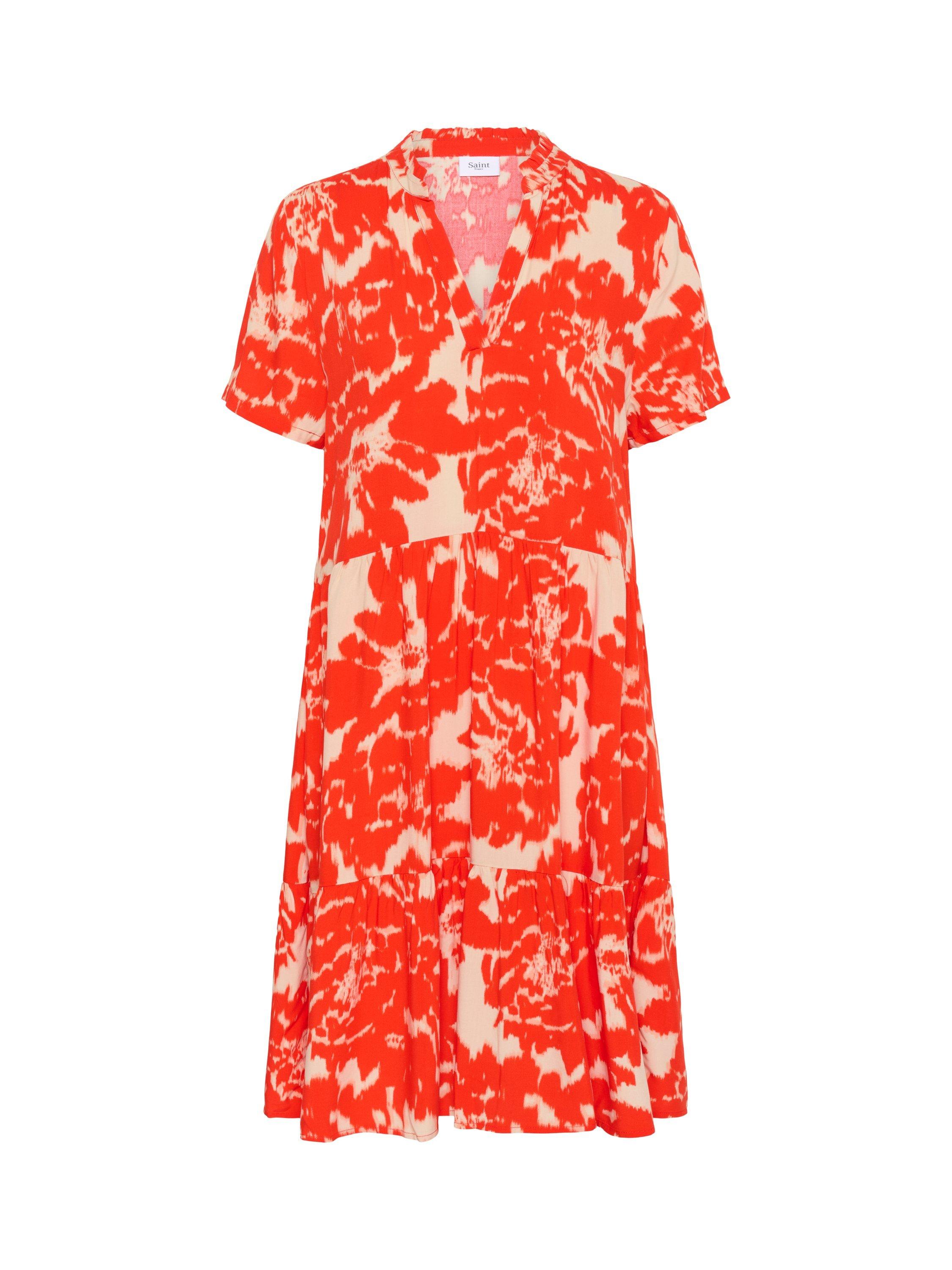 Product image 5 of 6, which shows Saint Tropez Eda Floral A-Line Knee Length Dress, Red/Multi, XS