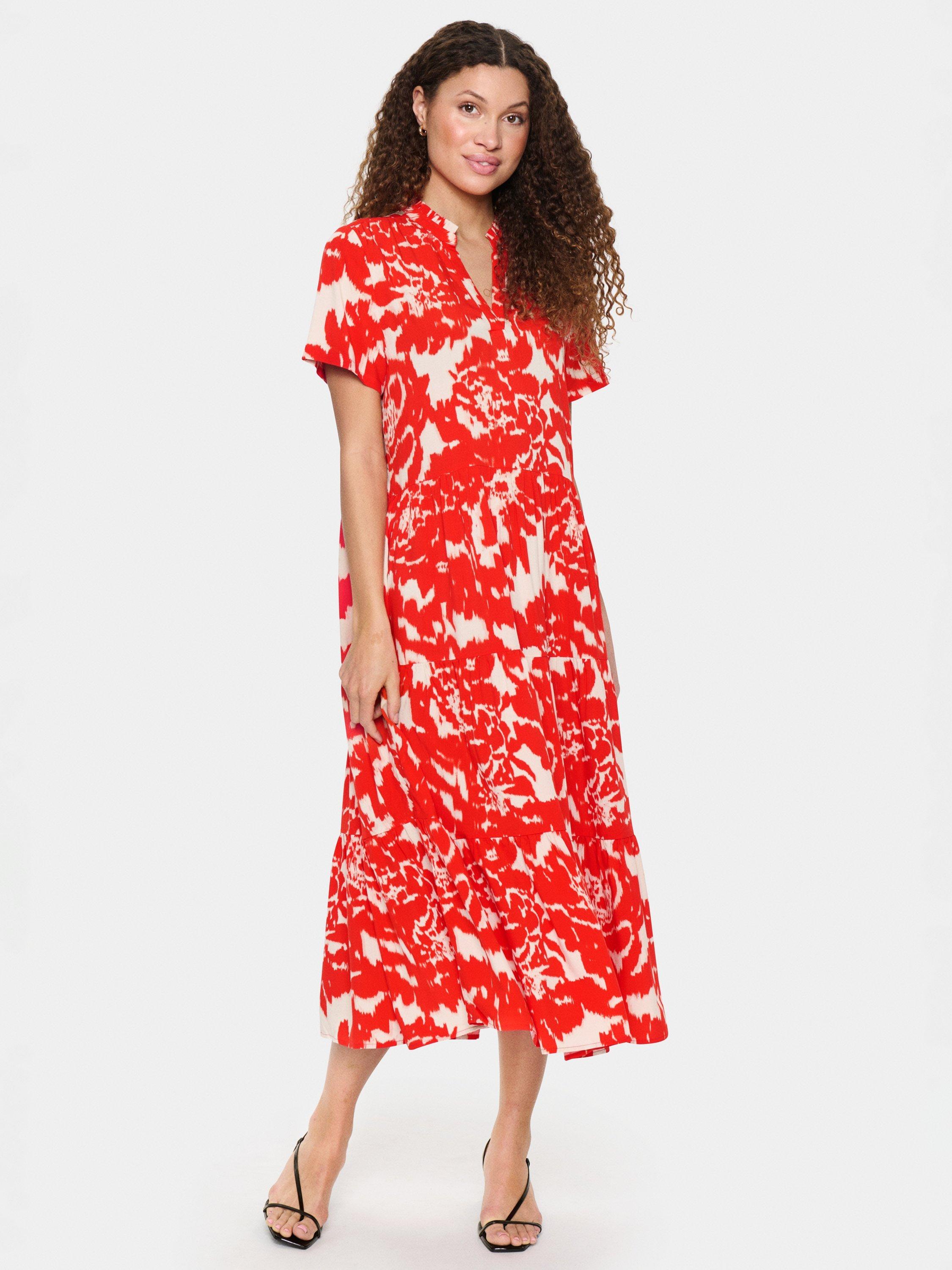 Product image 1 of 4, which shows Saint Tropez Eda Floral A-Line Midi Dress, Red/Multi, XS