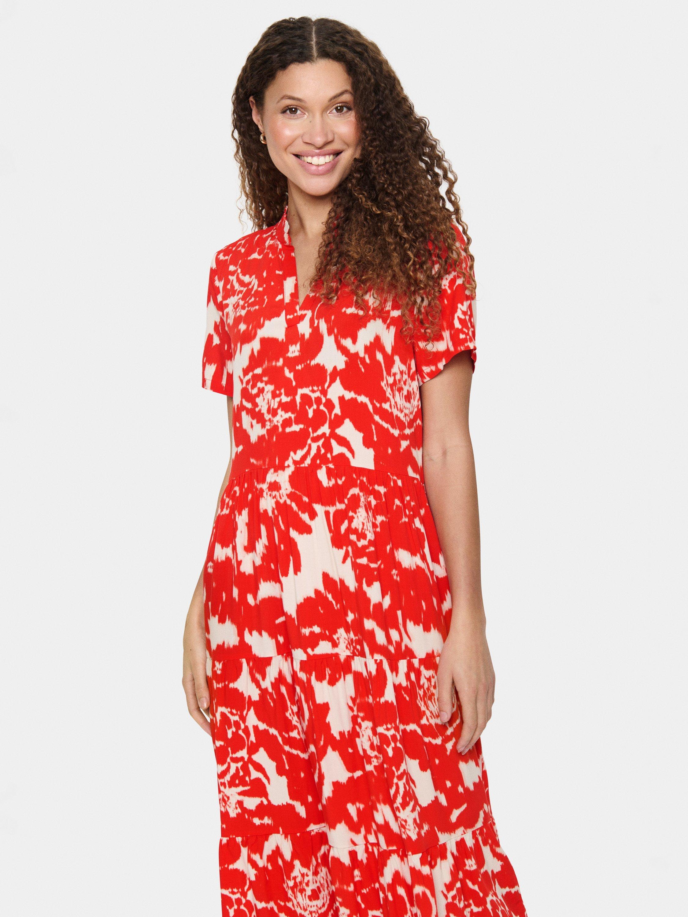 Product image 2 of 4, which shows Saint Tropez Eda Floral A-Line Midi Dress, Red/Multi, XS