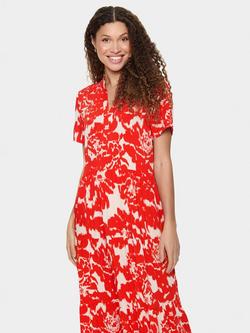 Saint Tropez Eda Floral A-Line Midi Dress - view 2, Red/Multi