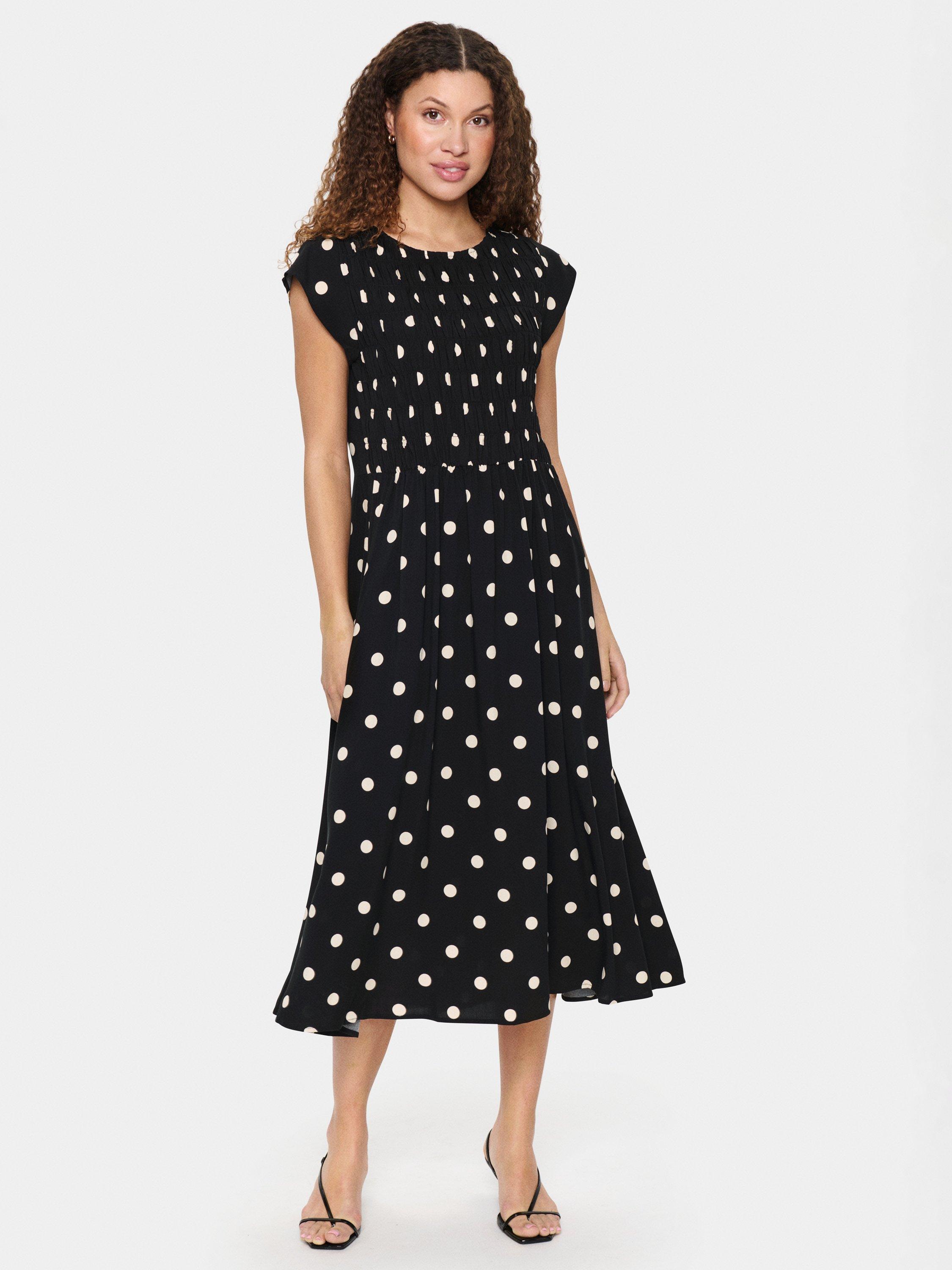 Saint Tropez Gisla Polka Dot Midi Dress, Black/Creme Brulee