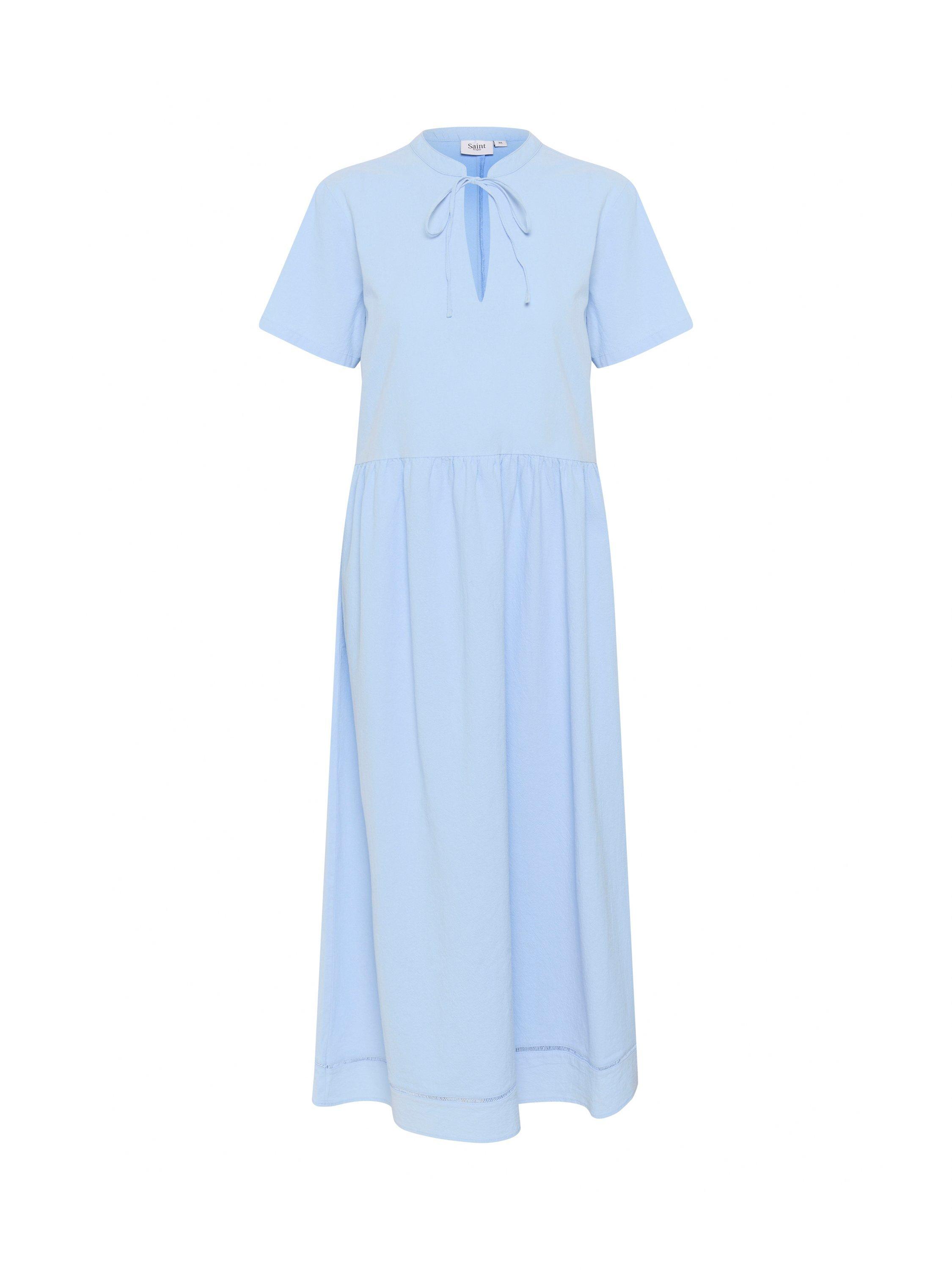 Product image 1 of 2, which shows Saint Tropez Kalinda Cotton Tie Neck A-Line Midi Dress, Chambray Blue, XS