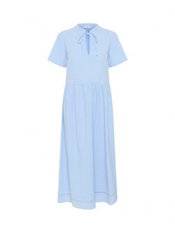 Saint Tropez Kalinda Cotton Tie Neck A-Line Midi Dress, Chambray Blue