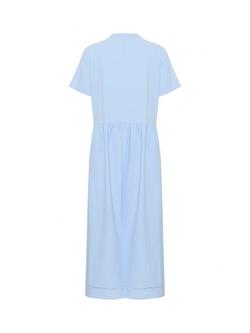 Saint Tropez Kalinda Cotton Tie Neck A-Line Midi Dress - view 2, Chambray Blue