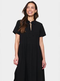 Saint Tropez Kalinda Cotton Tie Neck A-Line Midi Dress - view 2, Black