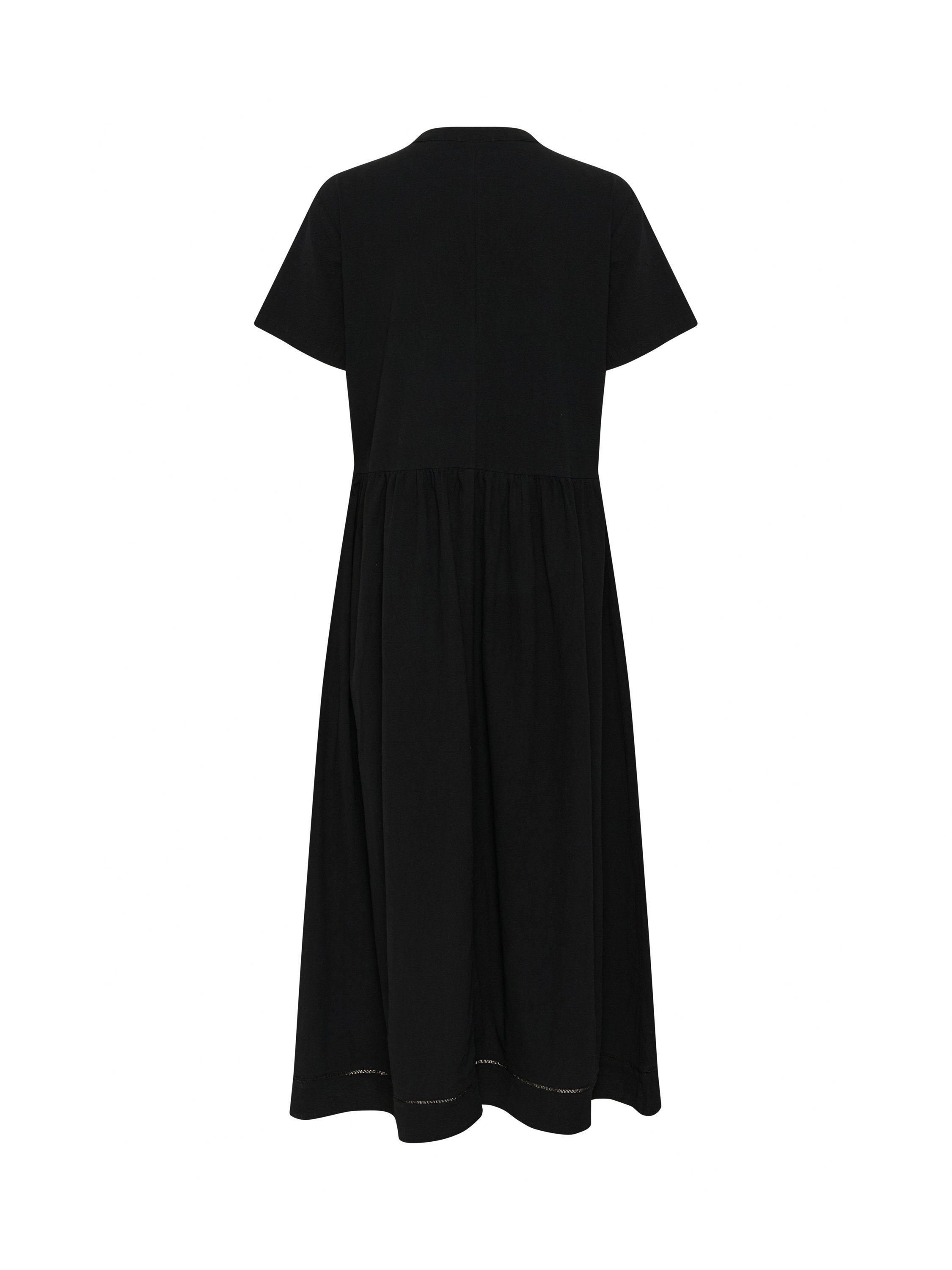 Product image 4 of 4, which shows Saint Tropez Kalinda Cotton Tie Neck A-Line Midi Dress, Black, XS