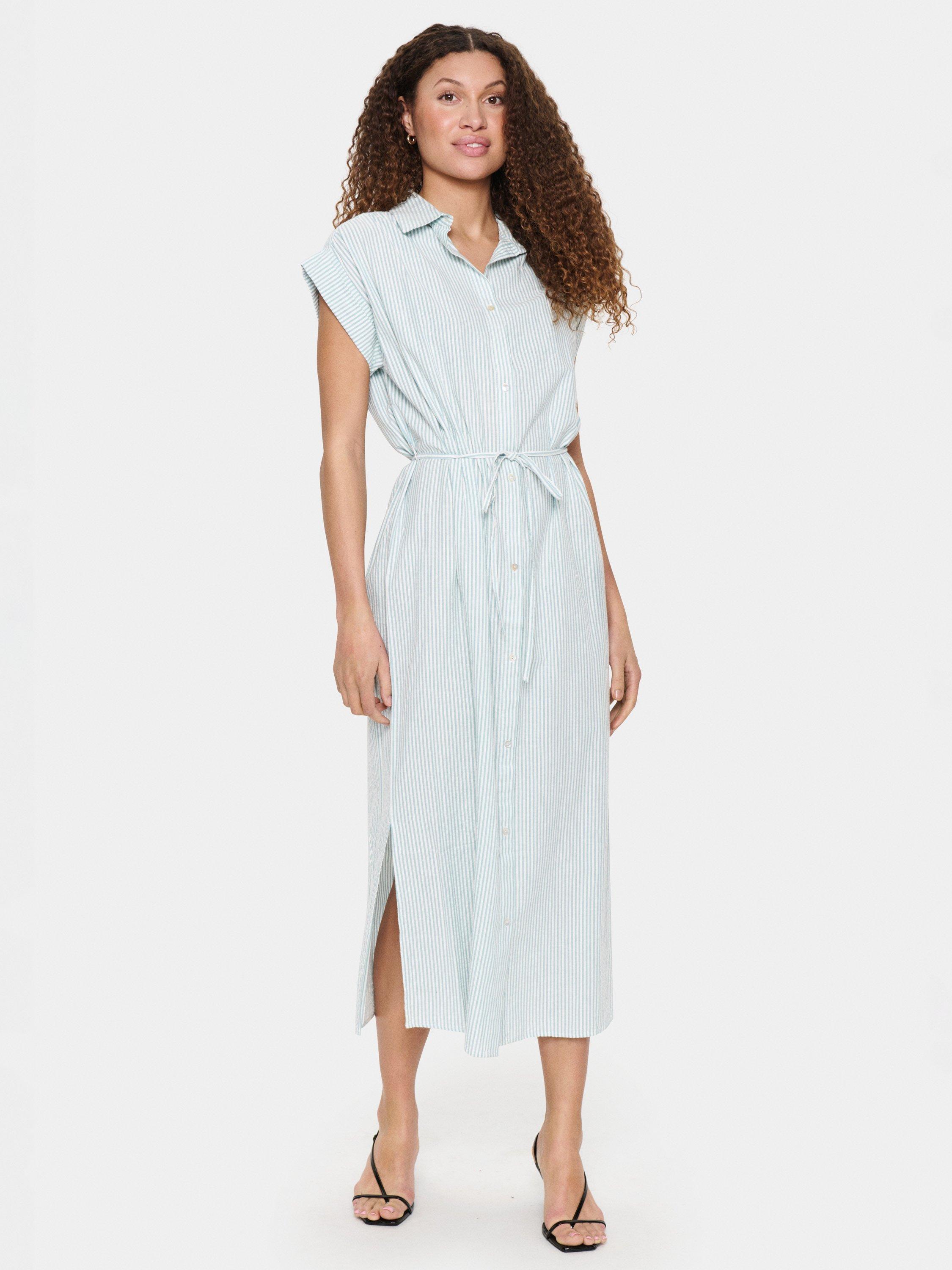 Product image 1 of 4, which shows Saint Tropez Kira Stripe Shirt Midi Dress, Reef Waters, XS