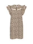 Saint Tropez Kirby Leopard Print Frill Mini Dress, Creme/Multi