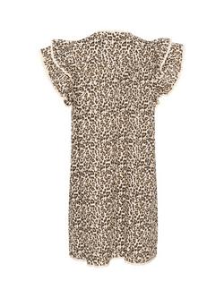 Saint Tropez Kirby Leopard Print Frill Mini Dress, Creme/Multi - view 2, Creme/Multi