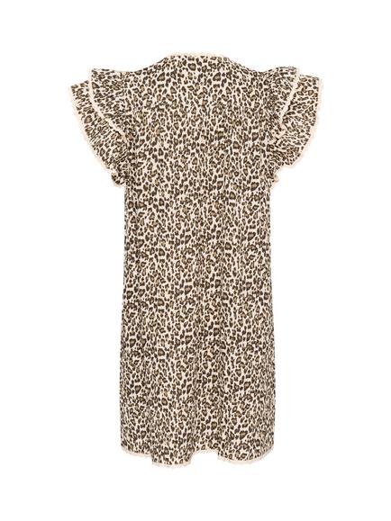 Saint Tropez Kirby Leopard Print Frill Mini Dress, Creme/Multi - view 2, Creme/Multi