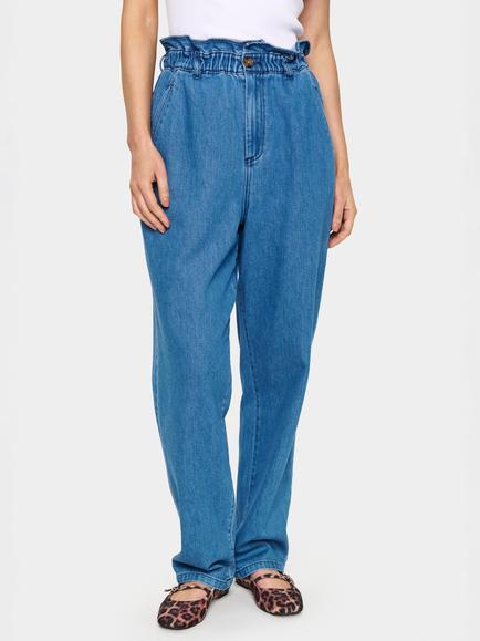 Saint Tropez Kayo Ruffle Waist Straight Jeans, Blue, Blue