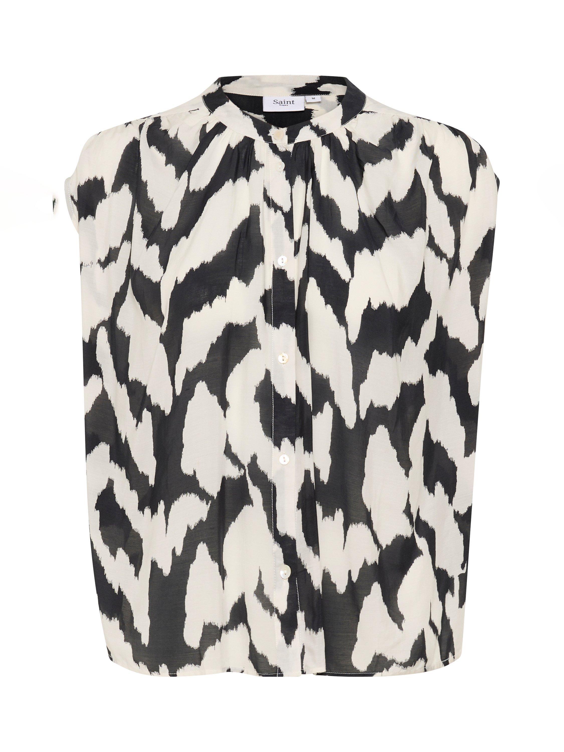 Product image 1 of 2, which shows Saint Tropez Kelsie Abstract Shirt, Black/Multi, XS