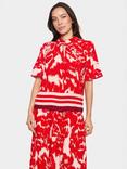 Saint Tropez Khloe Floral High Ruffle Neck Blouse, Red/Multi