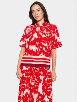 Saint Tropez Khloe Floral High Ruffle Neck Blouse, Red/Multi, Red/Multi