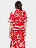 Saint Tropez Khloe Floral High Ruffle Neck Blouse, Red/Multi