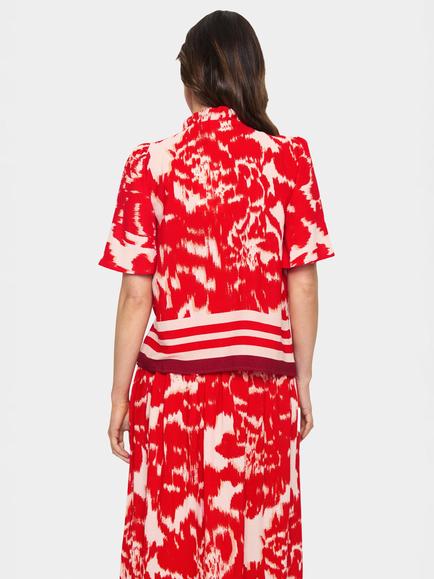 Saint Tropez Khloe Floral High Ruffle Neck Blouse, Red/Multi - view 2, Red/Multi