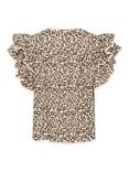 Saint Tropez Kirby Leopard Print Frill Sleeve Top, Creme/Multi