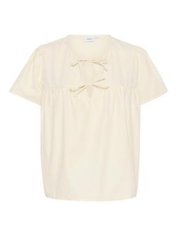 Saint Tropez Kitty Tie Neck Top, Winter White, Winter White