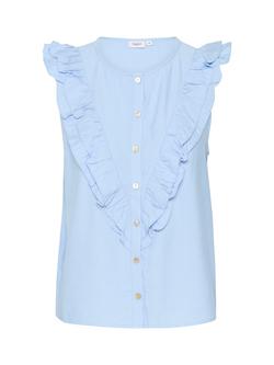 Saint Tropez Klaudia Ruffle Shirt, Chambray Blue, Chambray Blue