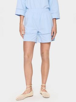 Saint Tropez Kalinda Cotton High Waisted Shorts, Chambray Blue