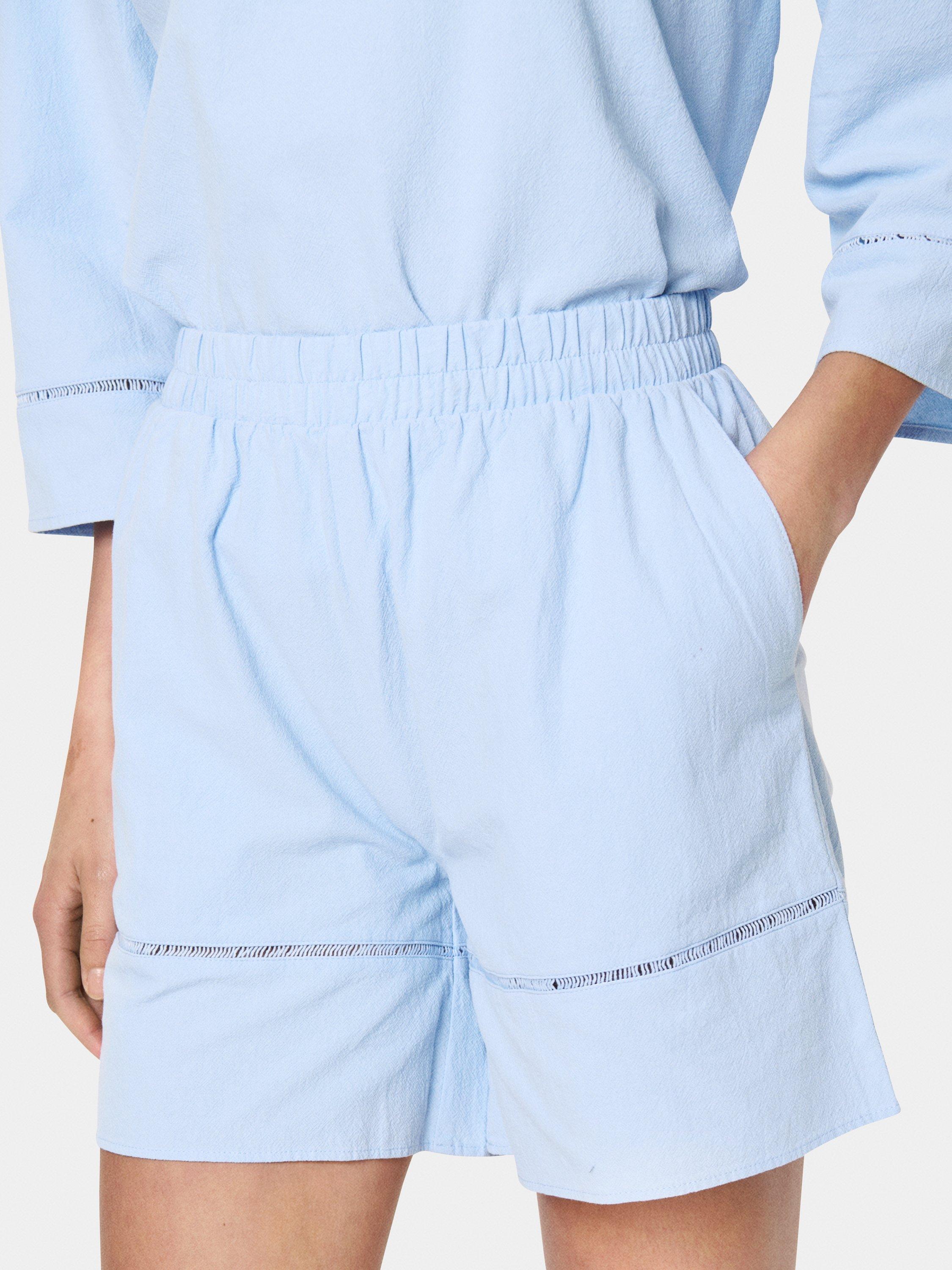 Product image 4 of 6, which shows Saint Tropez Kalinda Cotton High Waisted Shorts, Chambray Blue, XS