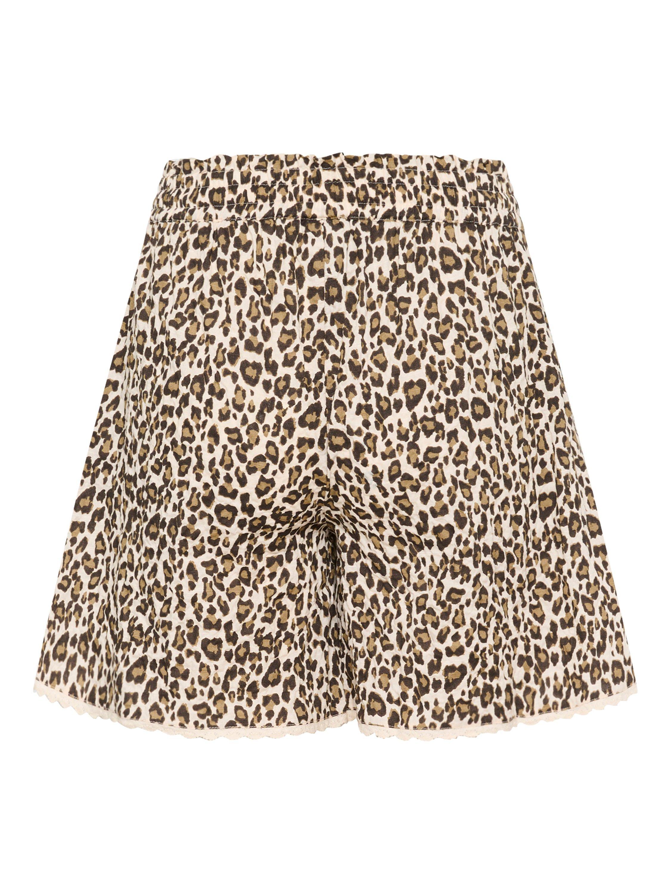 Product image 2 of 2, which shows Saint Tropez Kirby Leopard Print Drawstring Shorts, Creme/Multi, S