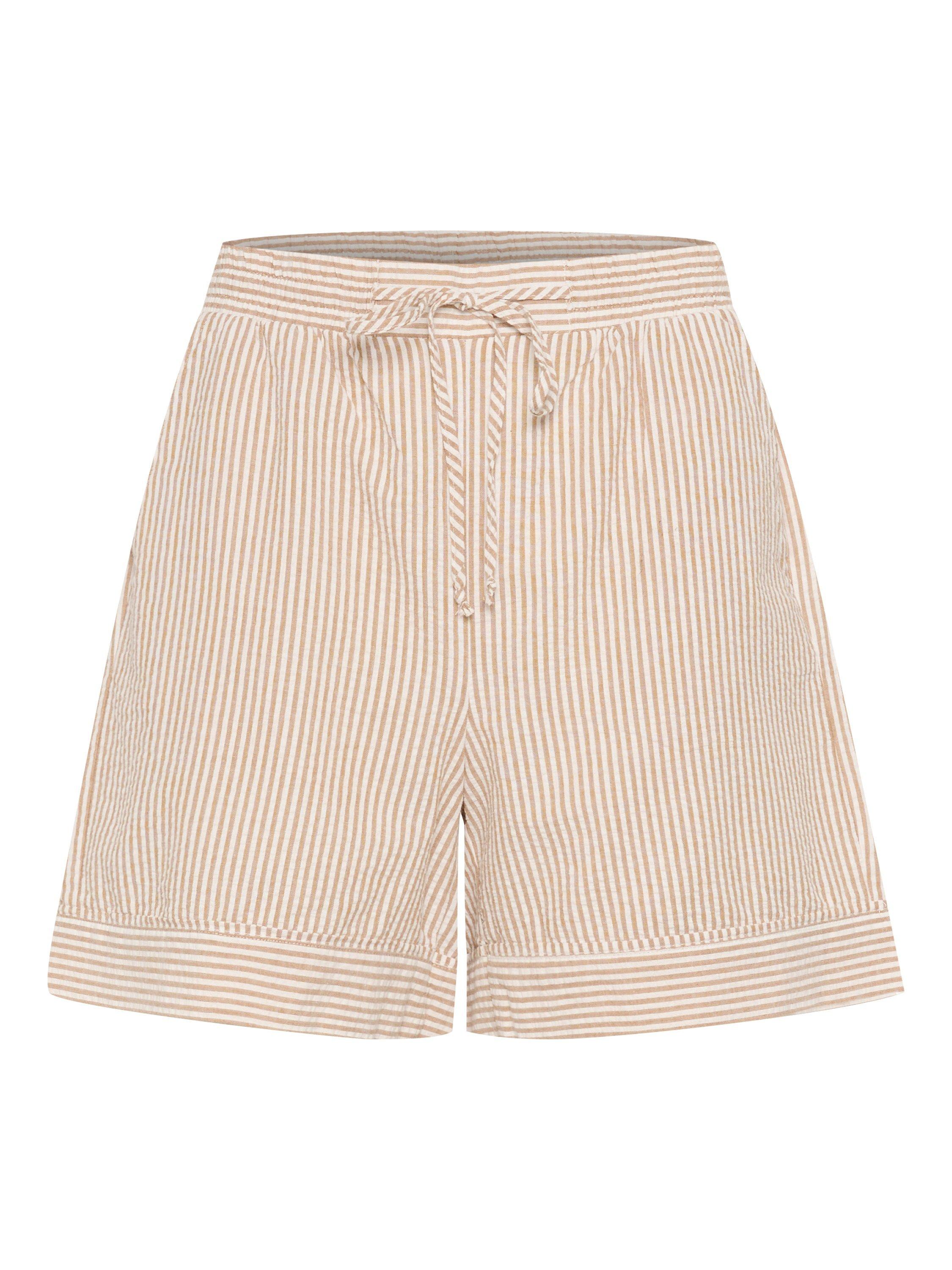 Product image 5 of 6, which shows Saint Tropez Kira Stripe Tie Waist Shorts, Brown Sugar, XS