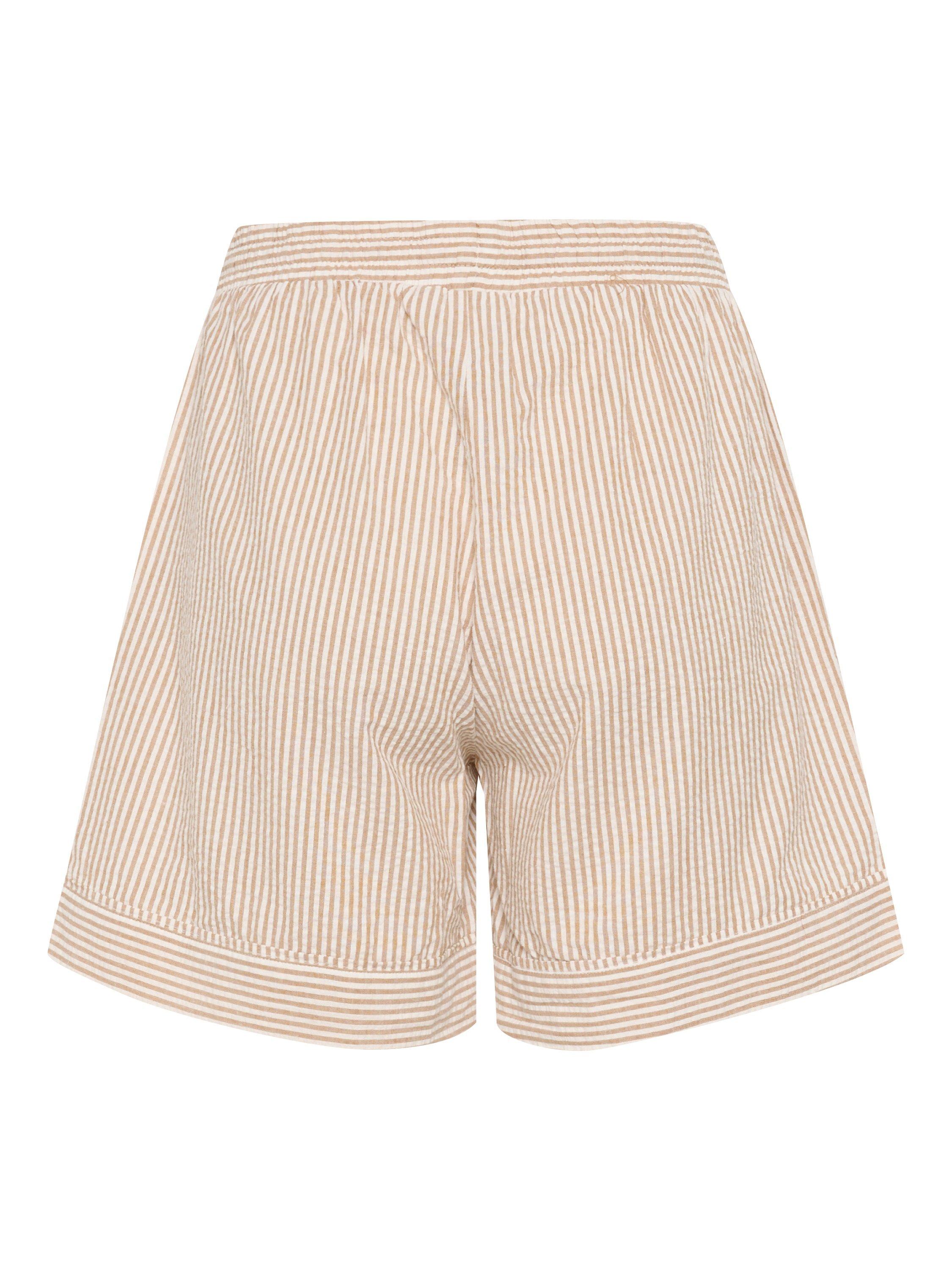 Product image 6 of 6, which shows Saint Tropez Kira Stripe Tie Waist Shorts, Brown Sugar, XS