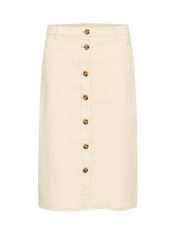 Saint Tropez Kayo Button Denim Midi Skirt, Winter White, Winter White