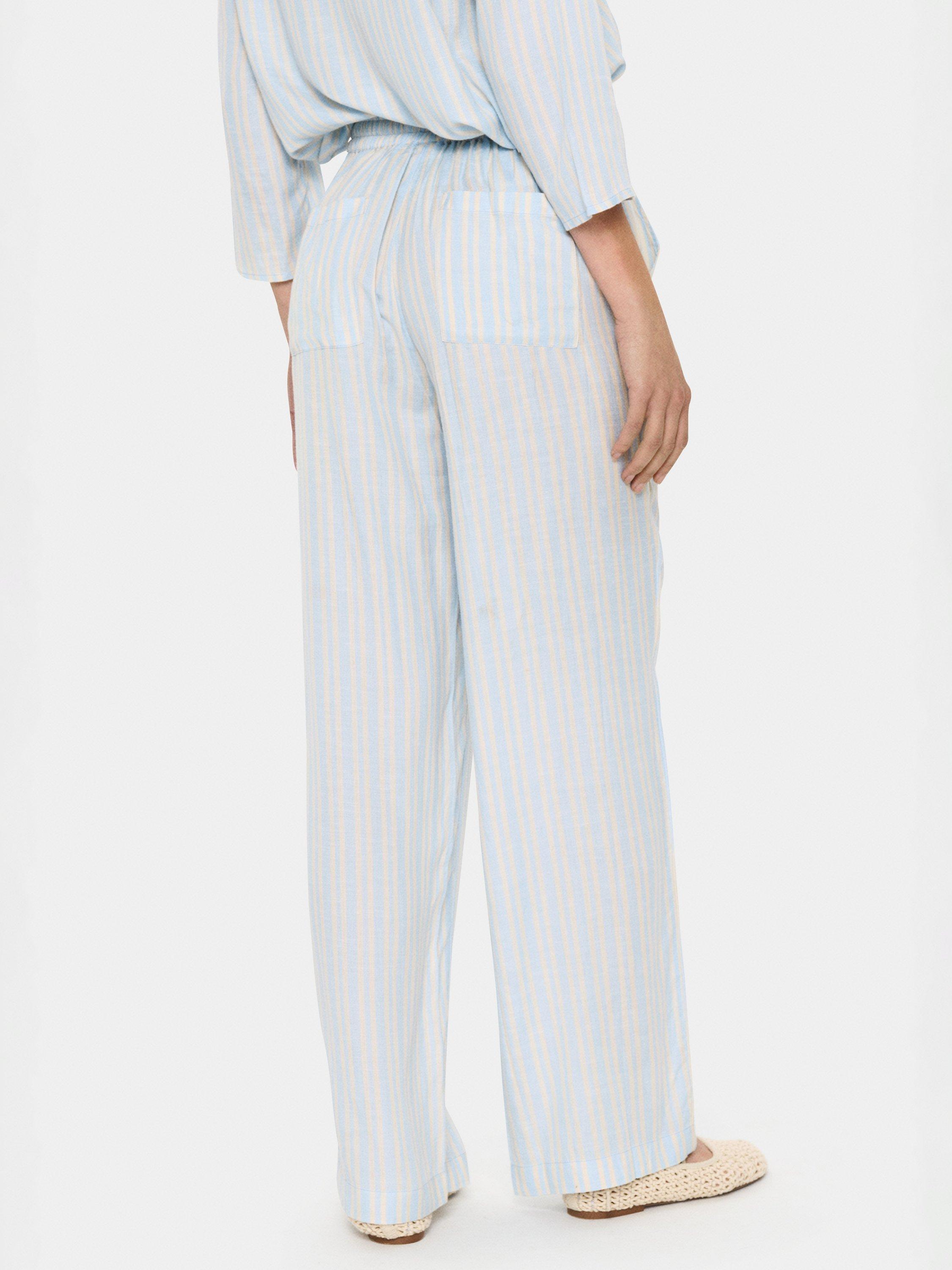 Product image 2 of 6, which shows Saint Tropez Katha Stripe Straight Trousers, Blue Fog/Multi, XS