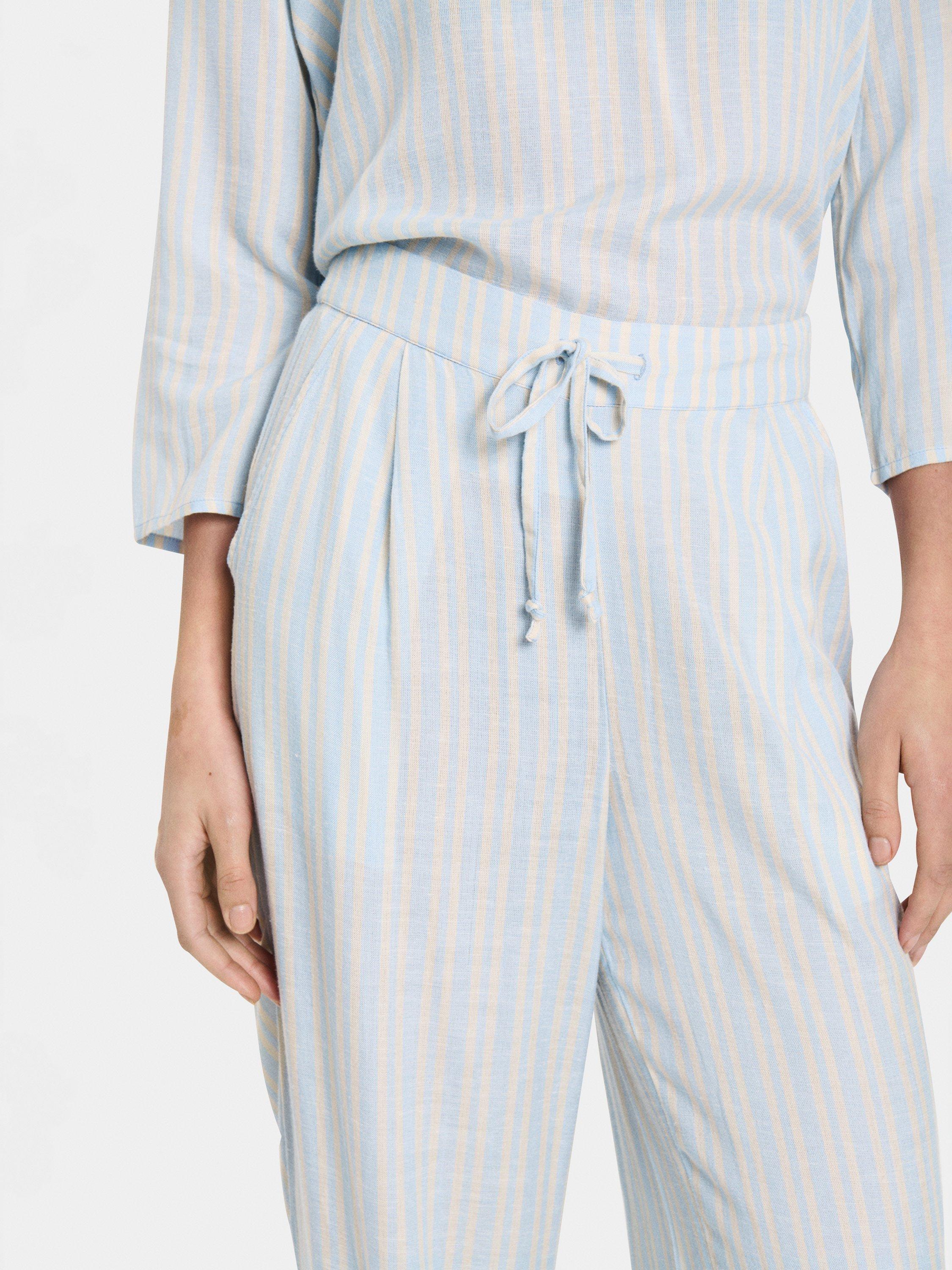 Product image 4 of 6, which shows Saint Tropez Katha Stripe Straight Trousers, Blue Fog/Multi, XS