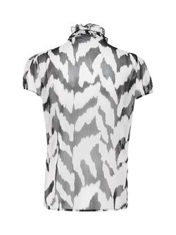 Saint Tropez Lilja Monochrome Crinkle Short Sleeve Shirt, Black/White - view 2, Black/White