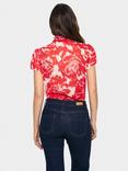 Saint Tropez Lilja Crinkle Short Sleeve Shirt, Red/Multi