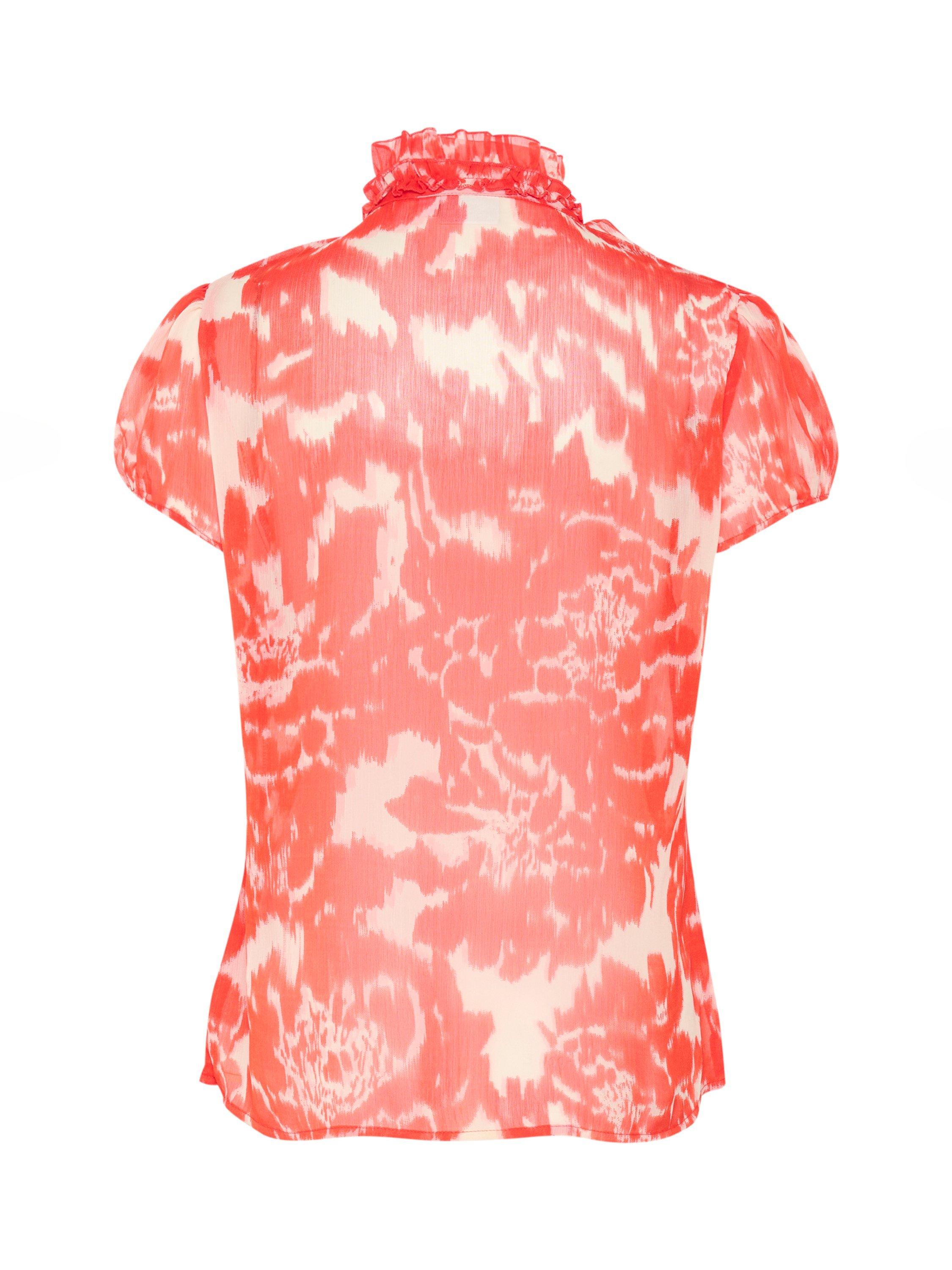 Product image 6 of 6, which shows Saint Tropez Lilja Crinkle Short Sleeve Shirt, Red/Multi, XS