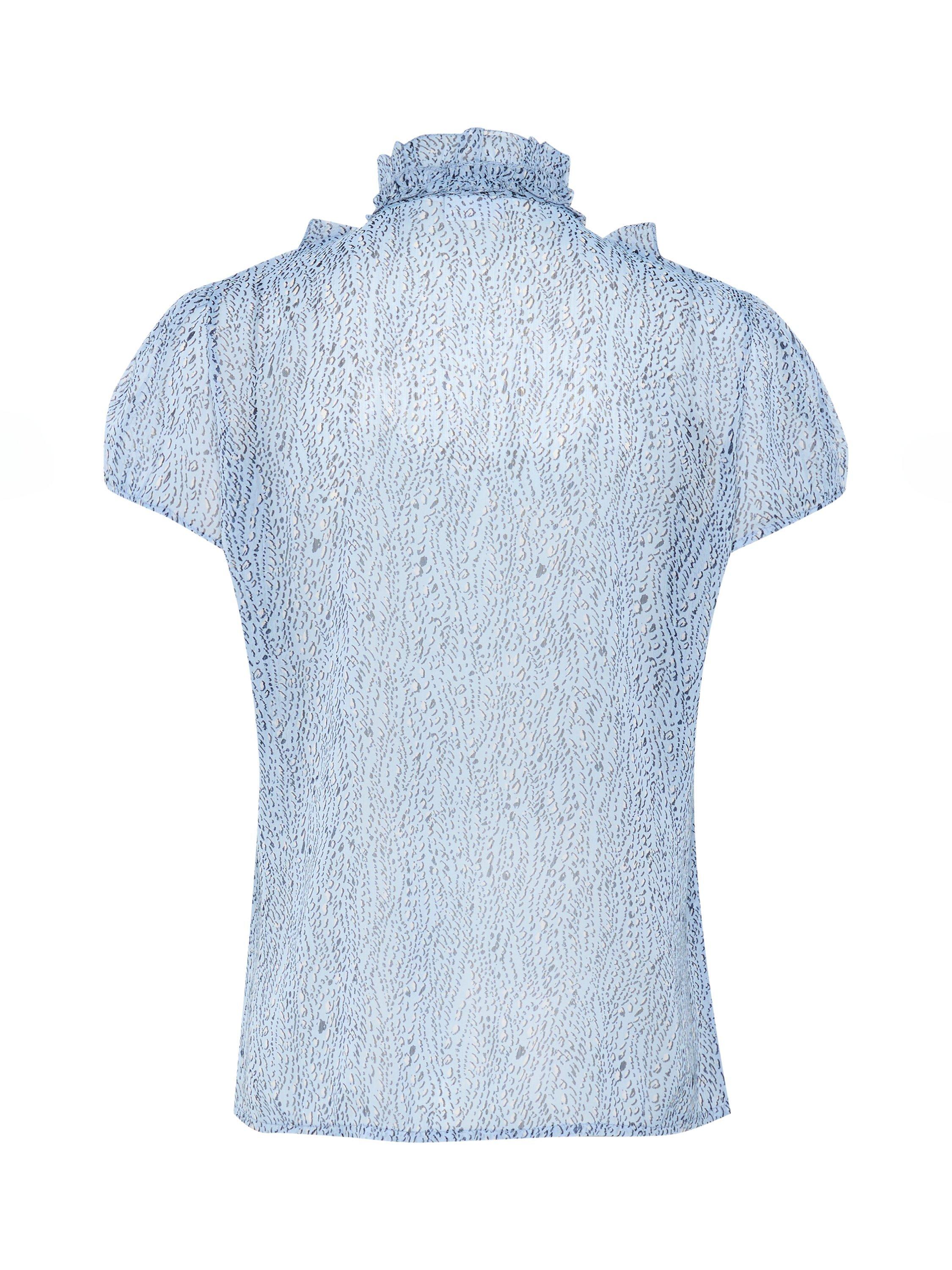 Product image 2 of 2, which shows Saint Tropez Lilja Crinkle Short Sleeve Shirt, Chambray Blue/Multi, XS