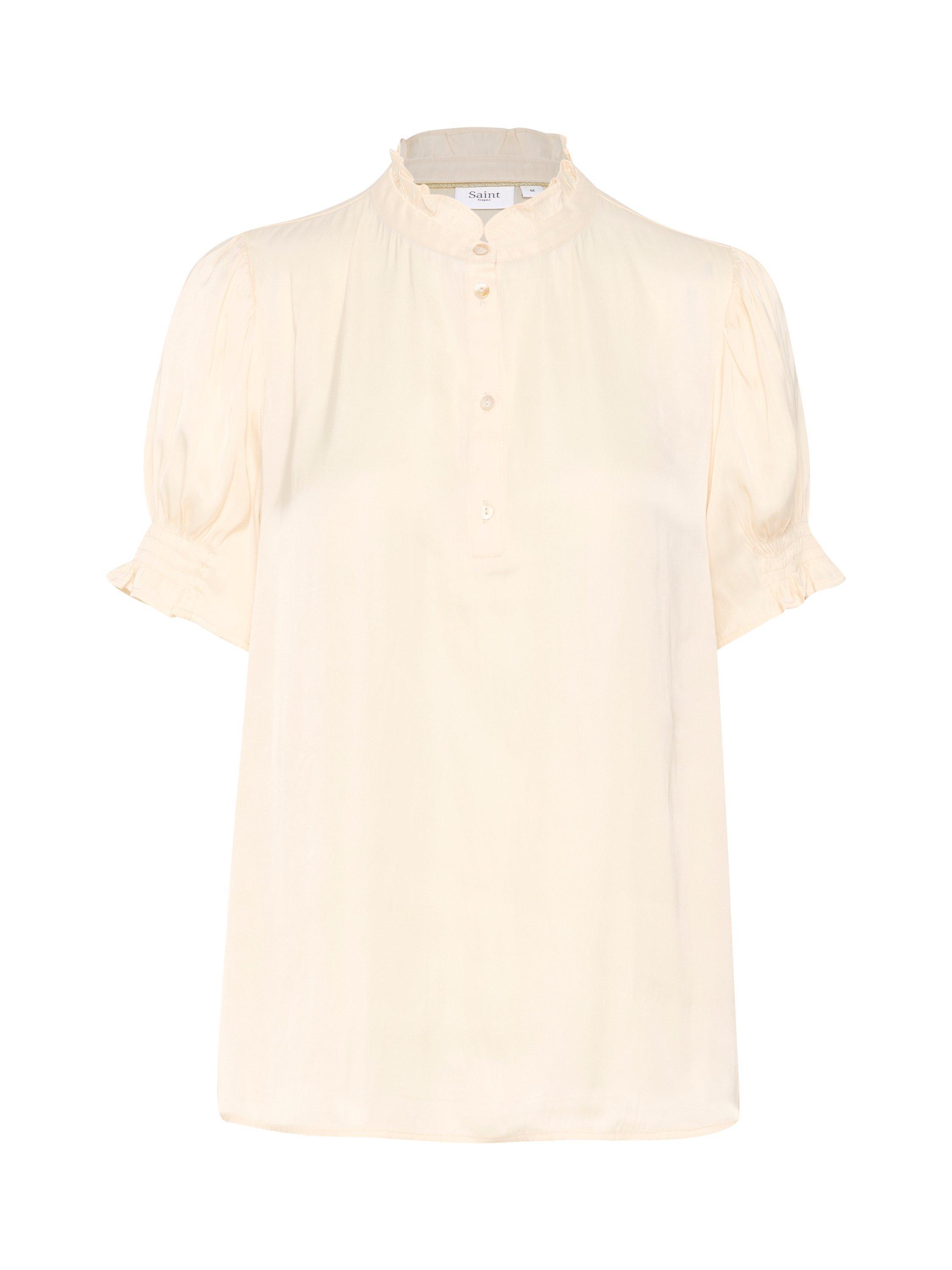Product image 1 of 2, which shows Saint Tropez Veeni High Neck Short Sleeve Top, Vanilla Custard, XL