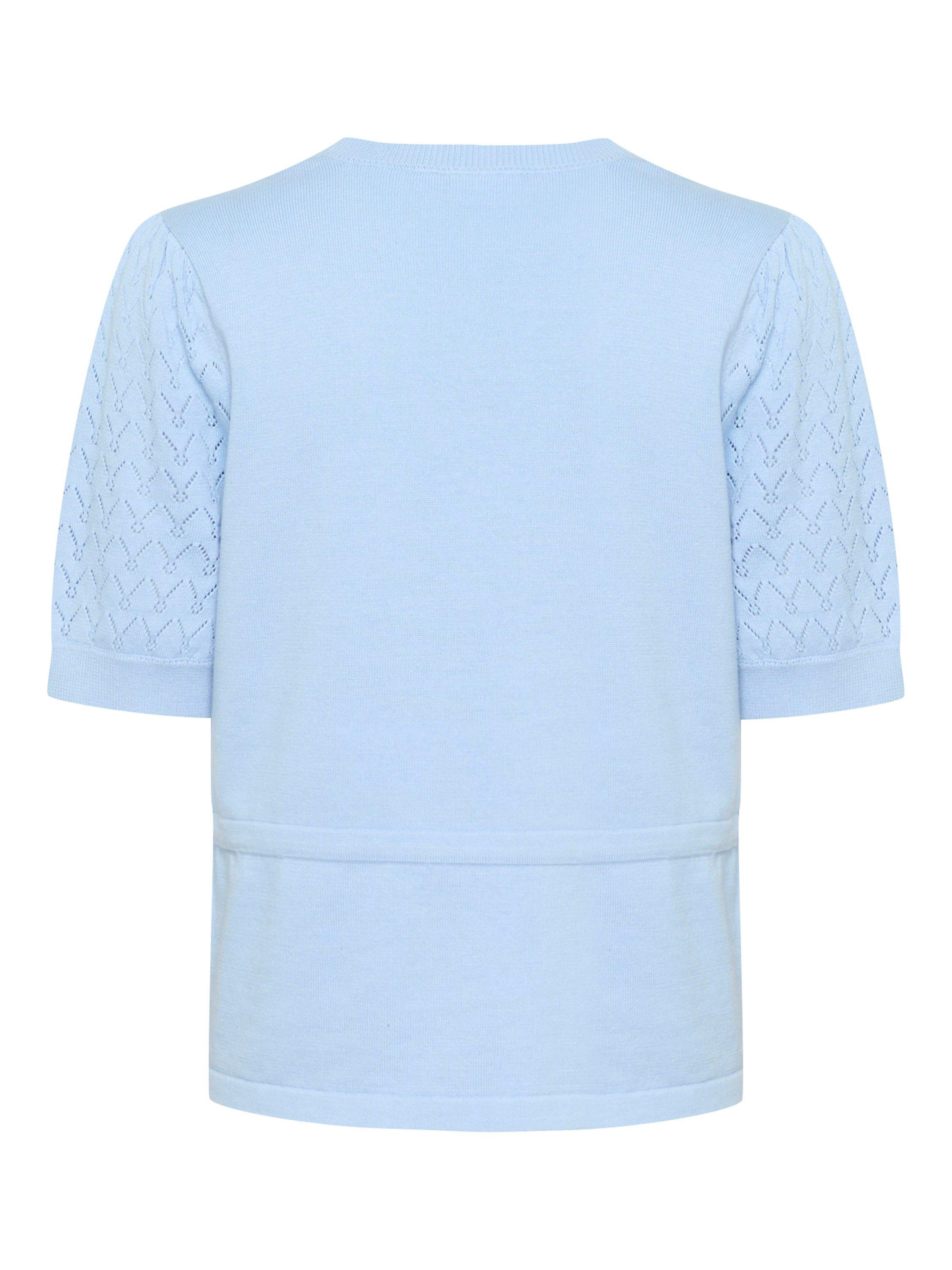 Product image 2 of 2, which shows Saint Tropez Karna Pointelle Tie Front Cardigan, Chambray Blue, XS