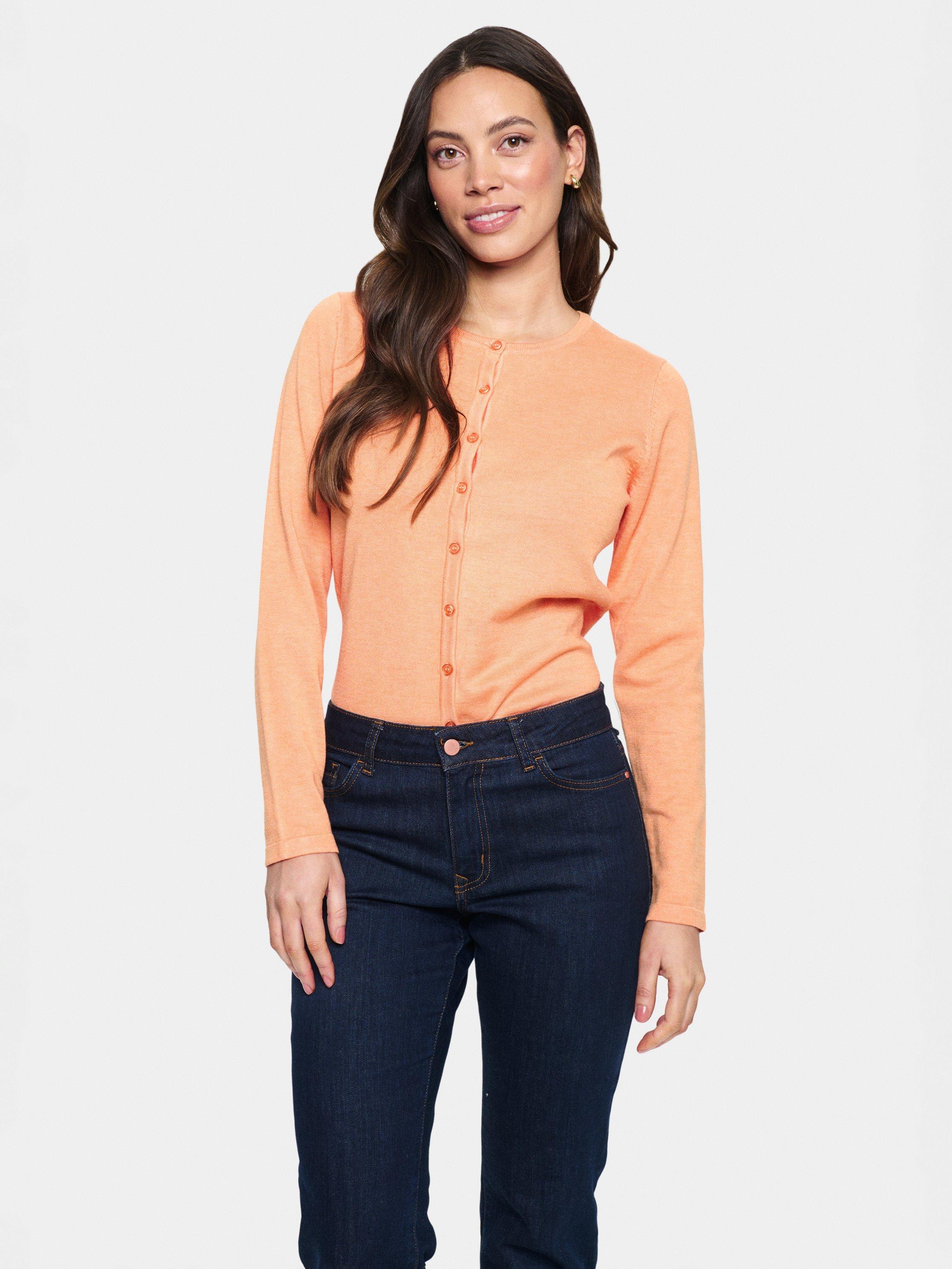 Product image 1 of 6, which shows Saint Tropez Mila Round Neck Long Sleeve Cardigan, Bird Of Paradise, XS