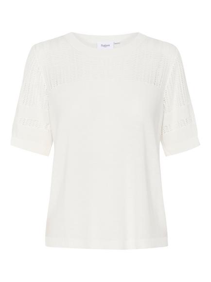 Saint Tropez Konstansia Textured Short Sleeve Jumper, White, White