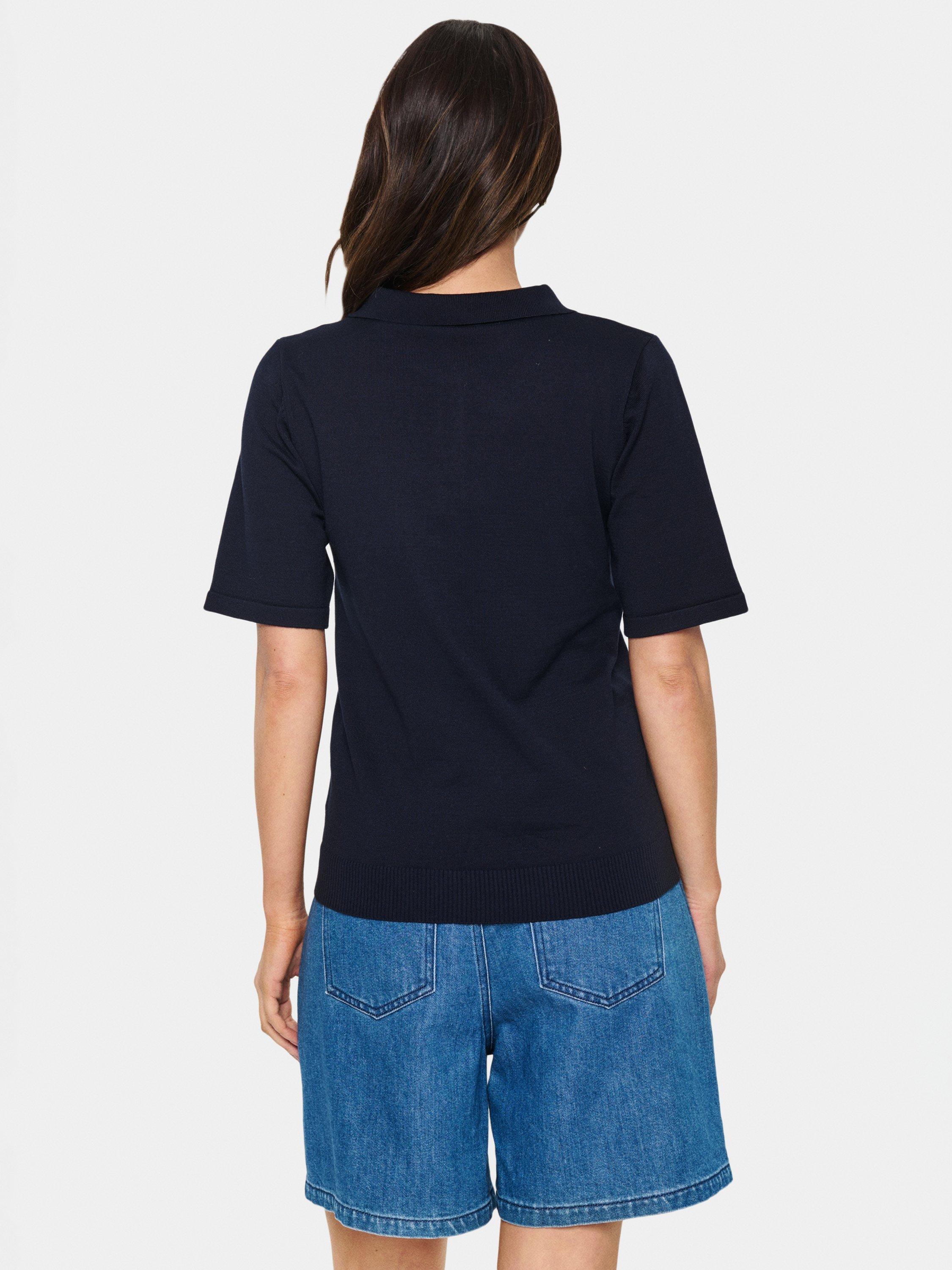 Product image 2 of 6, which shows Saint Tropez Mila Knit Polo Shirt, Navy, XS